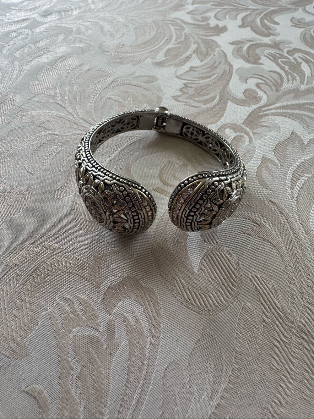 Lia Sophia Two-Tone Silver and Gold Filigree Open Cuff Bracelet - Picture 4 of 4